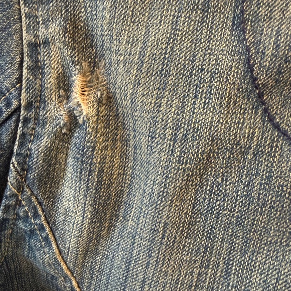 Ralph Lauren Polo Jeans Vintage Distressed Blue Military-Style Denim Jacket - Picture 5 of 6